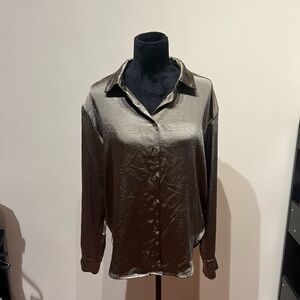 Sleek Metallic Button-Down Shirt